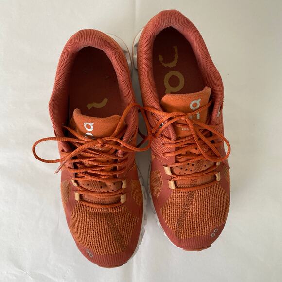 On Running Cloud Sneakers Size 7 Chili Rust Orange Red Women's Comfort Shoes - Picture 4 of 12